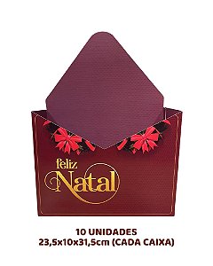 CAIXA ENVELOPE C/10UN - NT 57 NATAL - MF EMBALAGENS DECORATIVAS