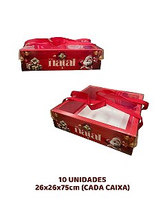 CAIXA COM VISOR E ALÇA C/10UN - NT 105 NATAL - MF EMBALAGENS DECORATIVAS