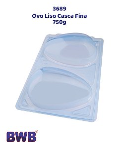 FORMA DE ACETATO COM SILICONE OVO LISO CASCA FINA 750g (3689) - BWB (PÁSCOA)