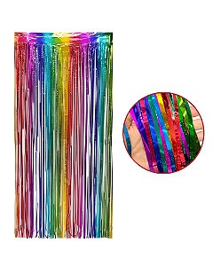 CORTINA DECORATIVA METALIZADA HOLOGRÁFICA 1X2m - COLORIDA (CARNAVAL)