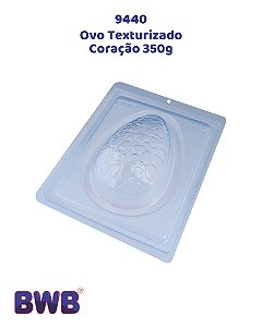 FORMA DE ACETATO 3 PARTES COM SILICONE OVO TEXTURIZADO CORAÇÃO 350g (9440) - BWB (PÁSCOA)