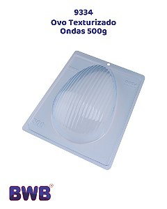 FORMA DE ACETATO 3 PARTES COM SILICONE OVO TEXTURIZADO ONDAS 500g (9334) - BWB (PÁSCOA)