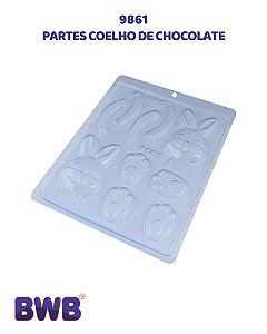 FORMA DE ACETATO SIMPLES PARTES COELHO DE CHOCOLATE (9861) - BWB (PÁSCOA)