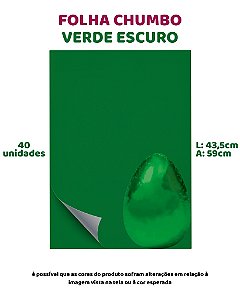 FOLHA CHUMBO 43,5X59cm VERDE ESCURO C/40UN - EMBALE (PÁSCOA)