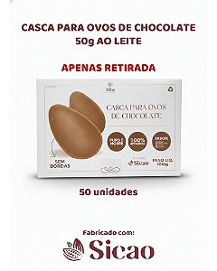 CASCA PRONTA PARA OVOS DE CHOCOLATE AO LEITE 50g C/50UN - ALINE PATISSERIE (PÁSCOA)