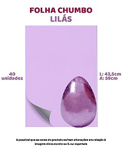 FOLHA CHUMBO 43,5X59cm LILÁS C/40UN - EMBALE (PÁSCOA)
