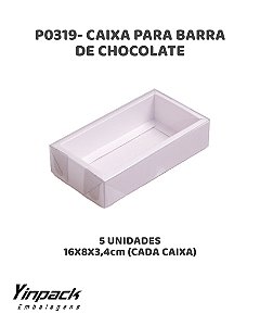 CAIXA PARA BARRA DE CHOCOLATE (P0319) BASE BRANCA C/5UN - YINPACK (PÁSCOA)