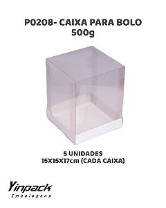 CAIXA PARA BOLO 500g (P0208) BASE BRANCA C/5UN - YINPACK (PÁSCOA)