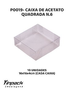 CAIXA DE ACETATO QUADRADA N.06 (P0019) C/10UN - YINPACK (PÁSCOA)
