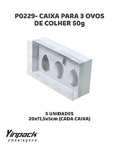 CAIXA PARA 3 OVOS DE COLHER 50g (P0229) C/5UN - YINPACK (PÁSCOA)