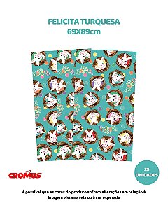 FOLHA 69X89cm FELICITA TURQUESA C/25UN – CROMUS (PÁSCOA)