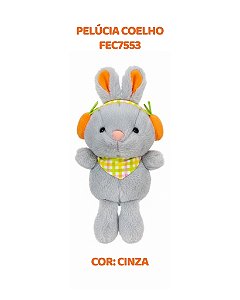 PELÚCIA COELHO CINZA (FEC7553) BANDANA - FIZZY (PÁSCOA)
