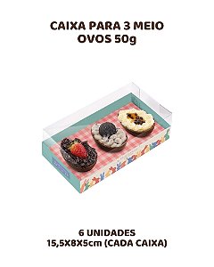 CAIXA PARA 3 MEIO OVOS 50g C/6UN PIC NIC - CROMUS (PÁSCOA)