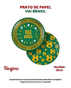 PRATO DE PAPEL 18cm VAI BRASIL - REGINA FESTAS (COPA DO MUNDO)