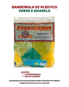 BANDEIROLA DE PLÁSTICO VERDE E AMARELO - REAL SEDA (COPA DO MUNDO)