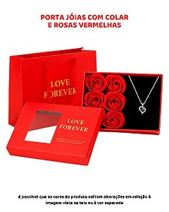PORTA JÓIAS COM COLAR E ROSAS - LOVE FOREVER