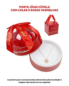 PORTA JÓIAS CÚPULA COM COLAR E ROSAS - BEST WISHES