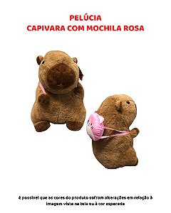 PELÚCIA - CAPIVARA COM MOCHILA ROSA