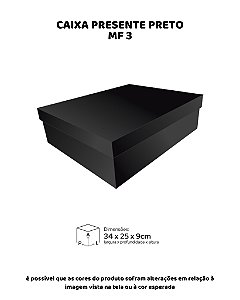 CAIXA PRESENTE PRETA C/10UN - MF 3 - MF EMBALAGENS DECORATIVAS