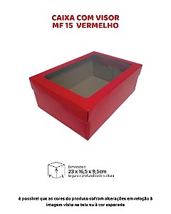 CAIXA COM VISOR VERMELHA C/10UN - MF 15 - MF EMBALAGENS DECORATIVAS