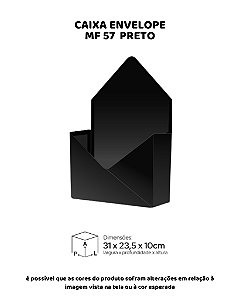 CAIXA ENVELOPE PRETO C/10UN - MF 57 - MF EMBALAGENS DECORATIVAS