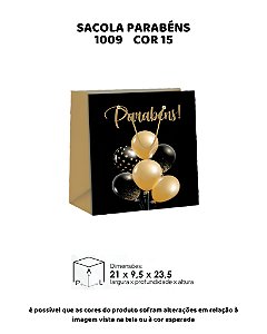 SACOLA PARABÉN C/10UN - 1009 COR 15 - MF EMBALAGENS DECORATIVAS