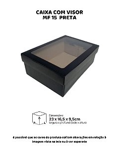 CAIXA COM VISOR PRETA C/10UN - MF 15 - MF EMBALAGENS DECORATIVAS