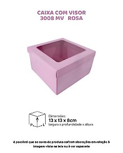 CAIXA COM VISOR ROSA CLARO C/10UN - MF 3008 MV - MF EMBALAGENS DECORATIVAS