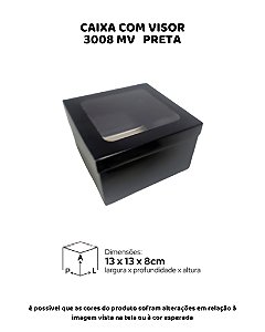 CAIXA COM VISOR PRETO C/10UN - MF 3008 MV - MF EMBALAGENS DECORATIVAS