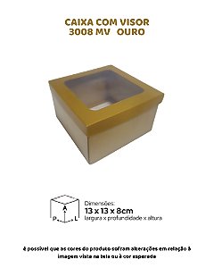 CAIXA COM VISOR OURO C/10UN - MF 3008 MV - MF EMBALAGENS DECORATIVAS
