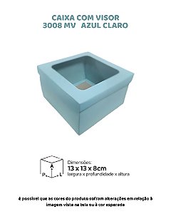 CAIXA COM VISOR AZUL CLARO C/10UN - MF 3008 MV - MF EMBALAGENS DECORATIVAS