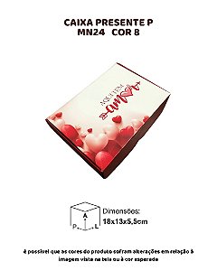 CAIXA PRESENTE P "AQUI TEM AMOR" C/10UN - MN 24 COR 8 - MF EMBALAGENS DECORATIVAS