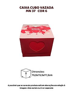 CAIXA CUBO VAZADA "COM TODO AMOR" C/10UN - MN 37 COR 6 - MF EMBALAGENS (MaN)