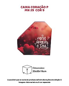 CAIXA CORAÇÃO P "O MEU AMOR É TEU" C/10UN - MN 29 COR 9 - MF EMBALAGENS (MaN)