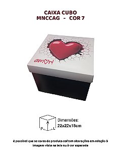 CAIXA CUBO "AMOR" C/10UN - MNCCAG COR 7 - MF EMBALAGENS (MaN)