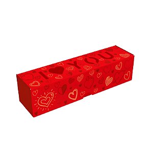 CAIXA PARA 4 DOCES I LOVE YOU AMOR EM CAIXA 16X4X4CM C/ 10UN - IDEIA C5974 (NAM)