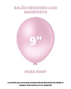BALÃO GRANFESTA 9 POLEGADAS ROSA BABY C/50UN - PIC PIC