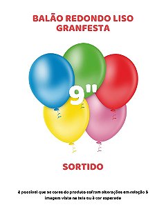 BALÃO GRANFESTA 9 POLEGADAS SORTIDO C/50UN - PIC PIC