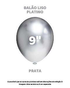 BALÃO PLATINO 9 POLEGADAS PRATA C/25UN - PIC PIC