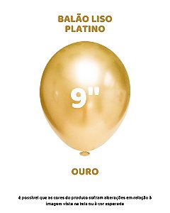 BALÃO PLATINO 9 POLEGADAS OURO C/25UN - PIC PIC