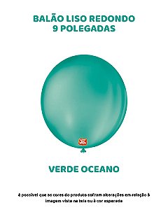 BALÃO 9 POLEGADAS LISO REDONDO C/50UN VERDE OCEANO - SÃO ROQUE