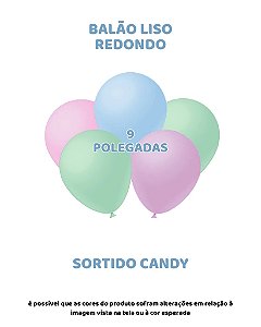 BALÃO 9 POLEGADAS LISO C/50UN SORTIDO CANDY - FEST BALL