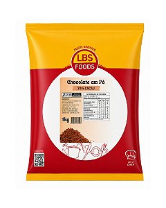 CHOCOLATE EM PÓ 1kg 70% CACAU LBS FOODS