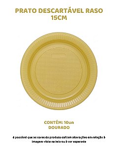 PRATO DESCARTÁVEL RASO C/10UN - DOURADO