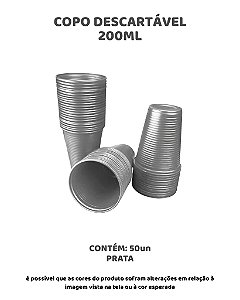 COPO DESCARTÁVEL 200ml - PRATA C/50UN