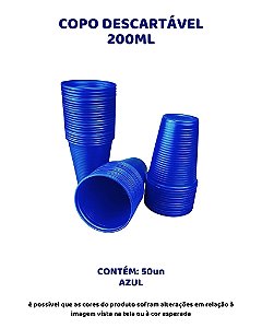 COPO DESCARTÁVEL 200ml - AZUL C/50UN