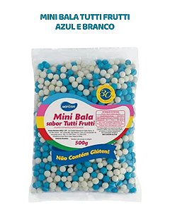 MINI BALA 500g TUTTI-FRUTTI - AZUL E BRANCO