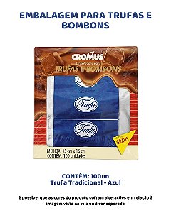 EMBALAGEM PARA TRUFAS E BOMBONS C/100UN - TRUFA TRADICIONAL AZUL