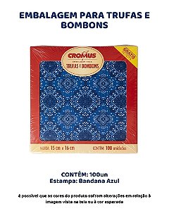EMBALAGEM PARA TRUFAS E BOMBONS C/100UN - BANDANA AZUL