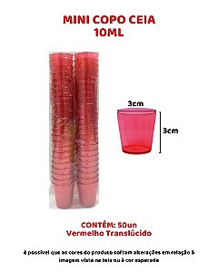 COPO CEIA 10ml C/50UN - VERMELHO TRANSLÚCIDO